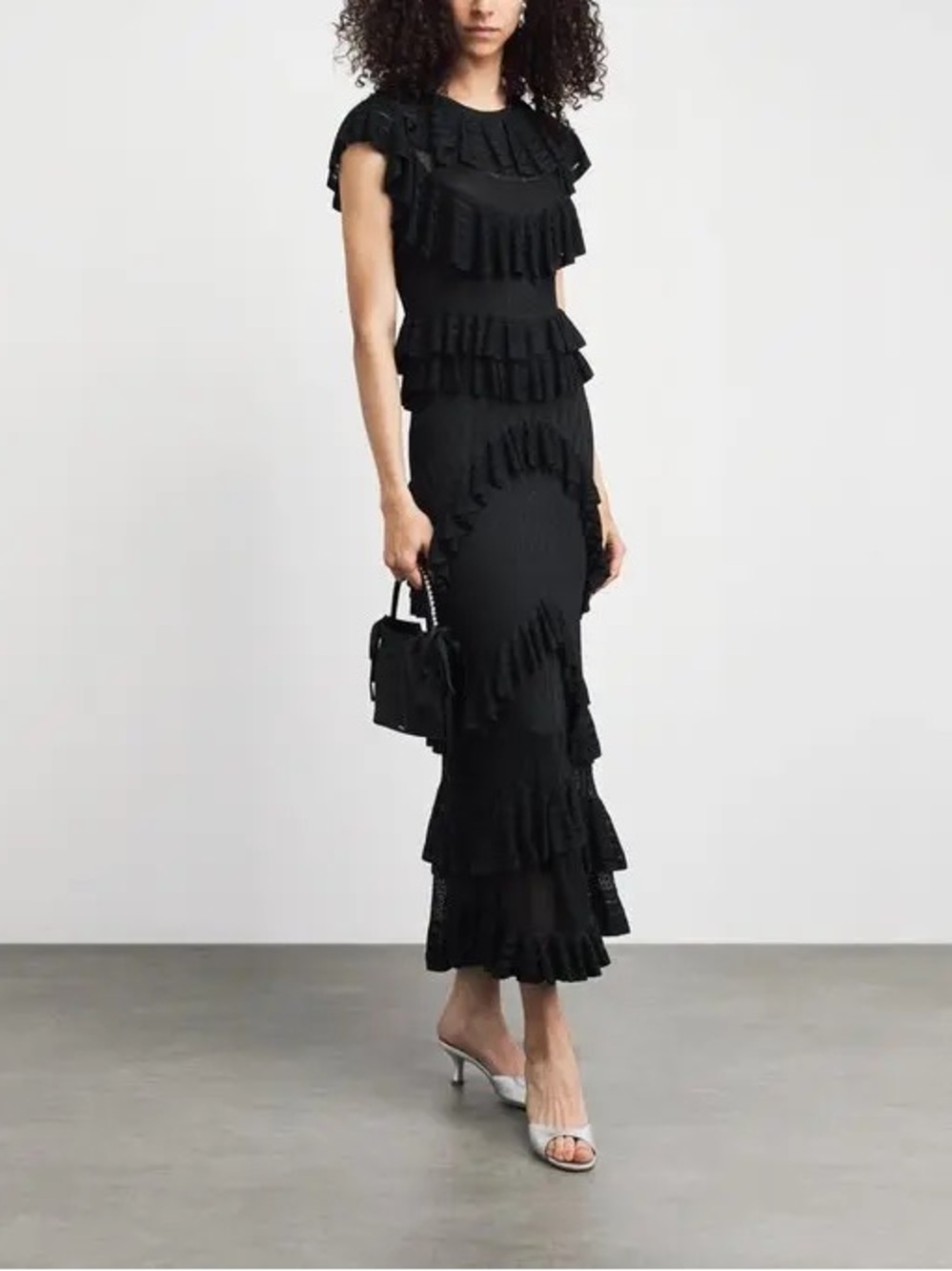 ULLA JOHNSON Magnolia ruffled crocheted midi dress NWT $1400 size Large